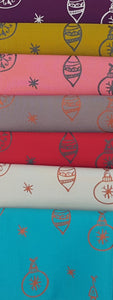 BAUBLES Screen Printed Fabric Bundle - Kona Screen Printed Christmas Baubles Fabric