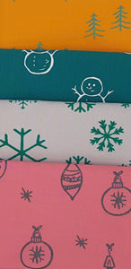 BUNDLE 3 - 4 Piece Christmas Screen Printed Fabrics Bundle - Kona Screen Printed Fabrics