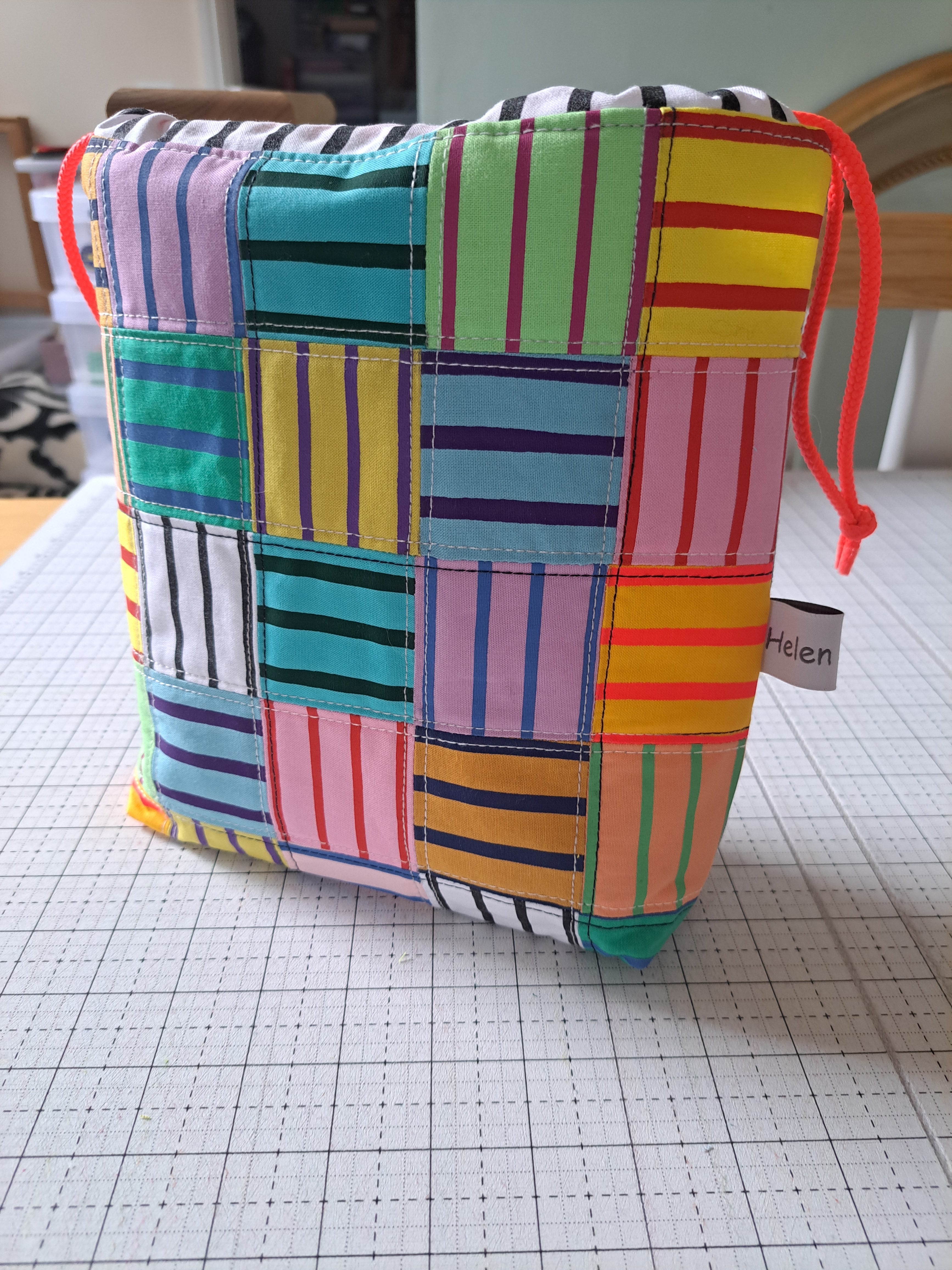 PATCHED DRAWSTRING BAG KIT - Drawstring bag kit made with screen printed fabrics