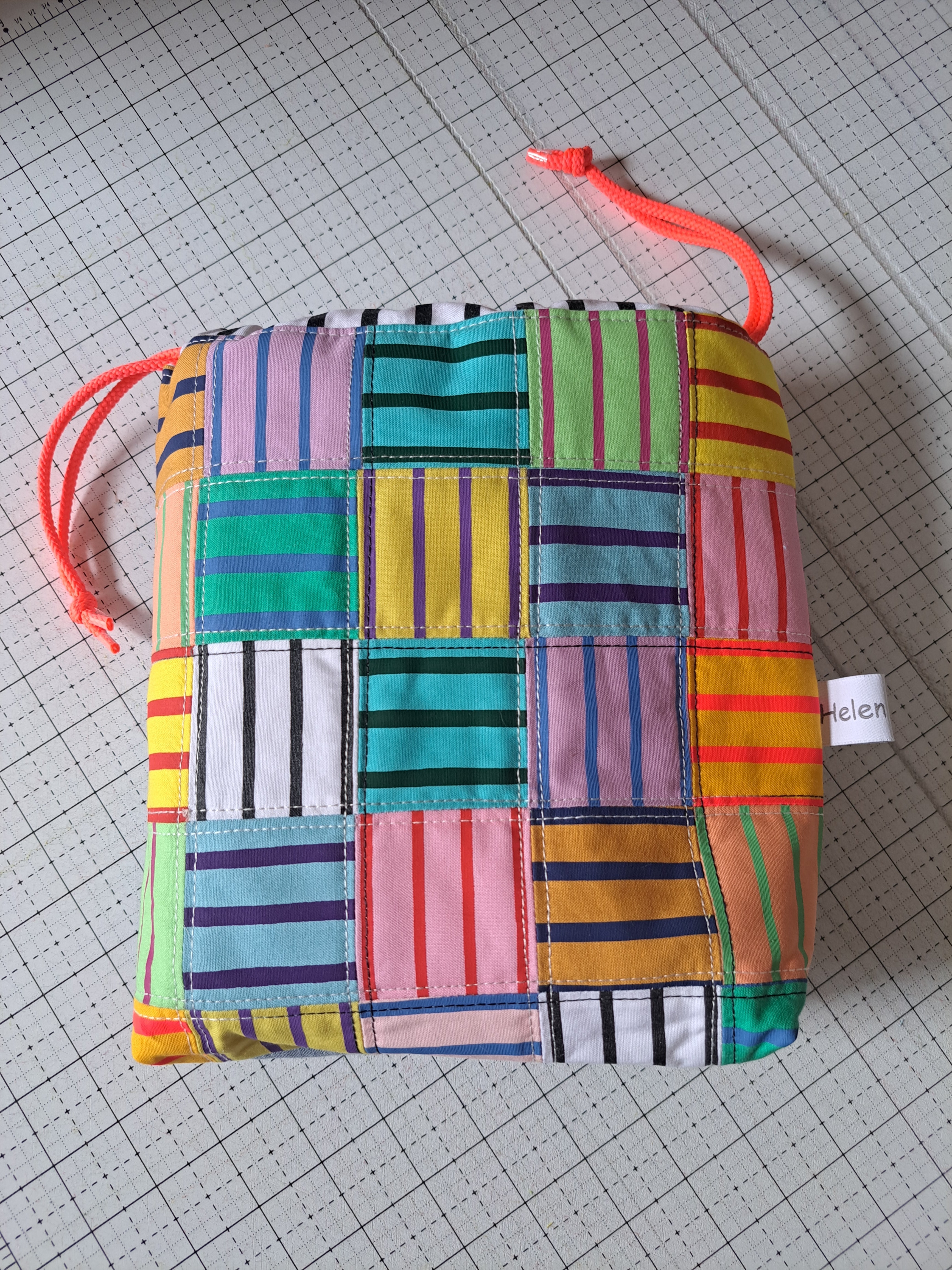 PATCHED DRAWSTRING BAG KIT - Drawstring bag kit made with screen printed fabrics