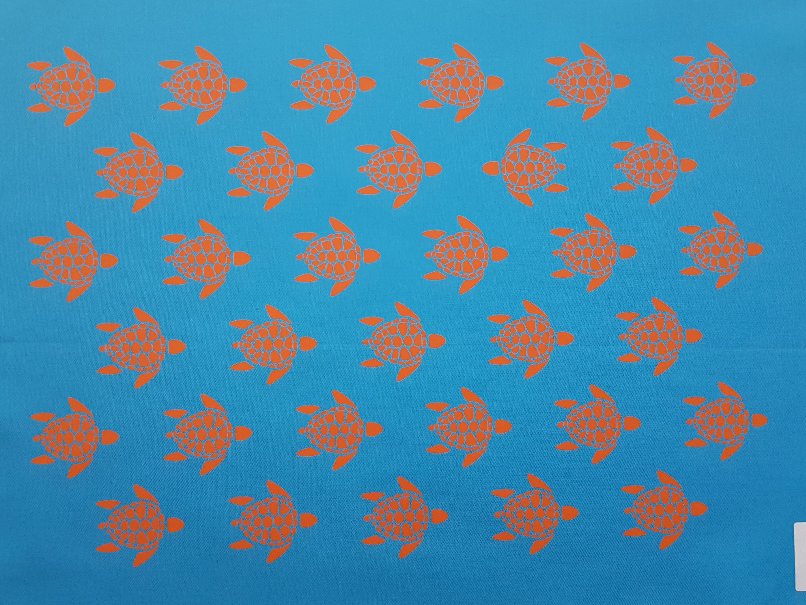 SEA TURTLES - Screen Printed Fabric Kona Cotton Panels - Sea Turtle