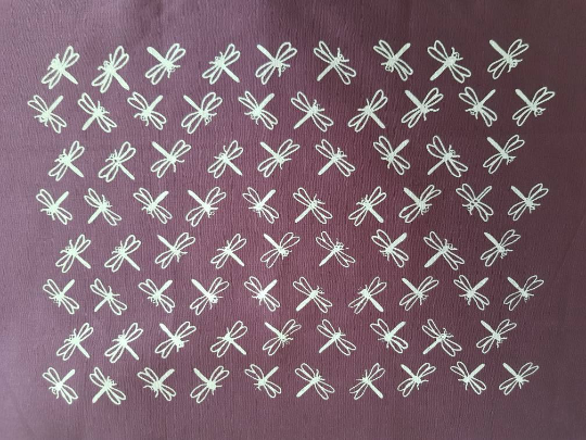 DRAGONFLIES - handcrafted, hand printed, screen printed Essex Linen fabric panels