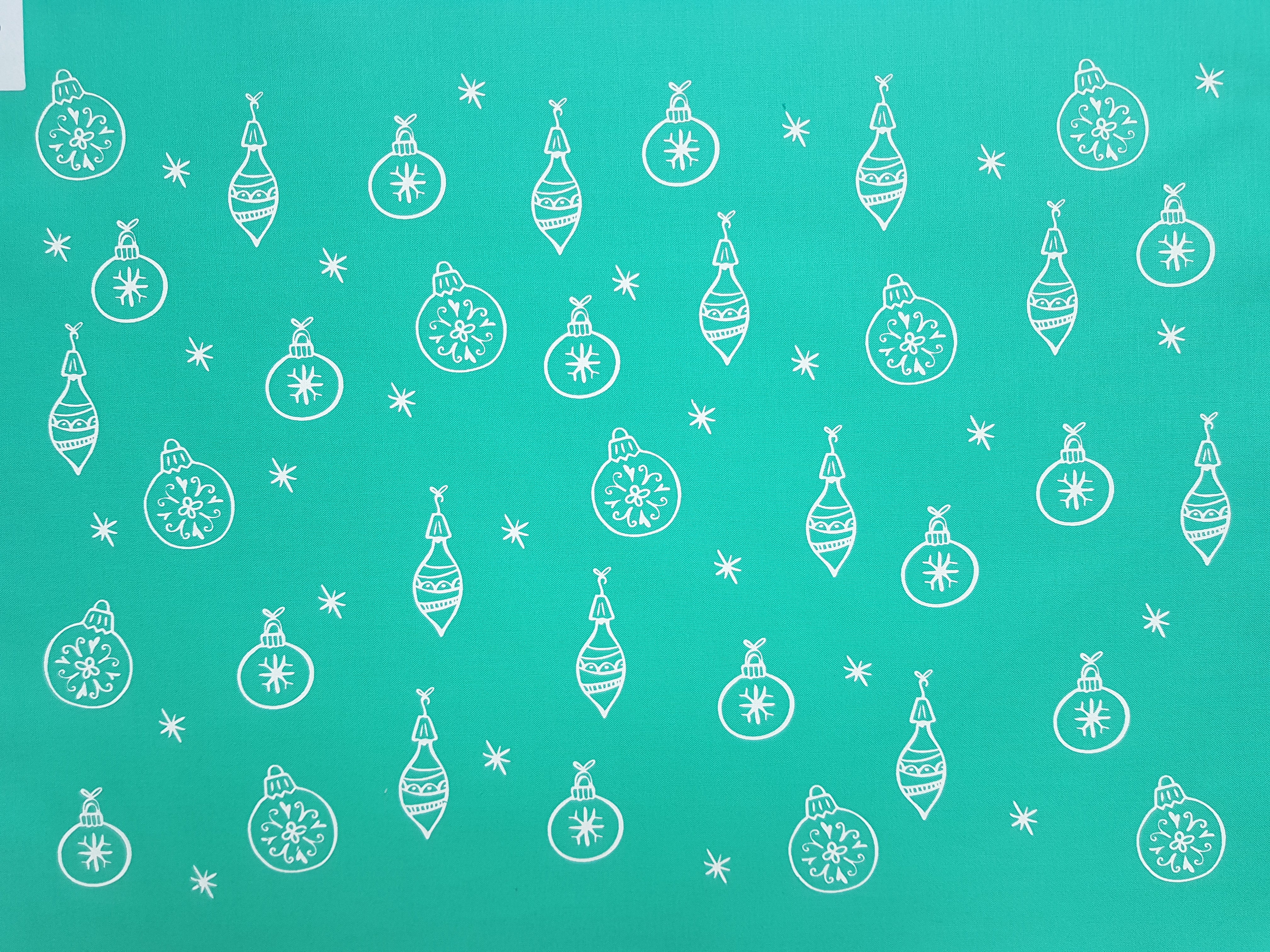 CHRISTMAS BAUBLES - Screen Printed Christmas Baubles Kona Fabric Panel - Winter