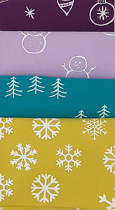 BUNDLE 1 - 4 Piece Christmas Screen Printed Fabrics Bundle - Kona Screen Printed Fabrics