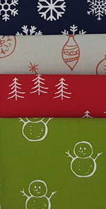 BUNDLE 2 - 4 Piece Christmas Screen Printed Fabrics Bundle - Kona Screen Printed Fabrics