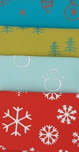 BUNDLE 7 - 4 Piece Christmas Screen Printed Fabrics Bundle - Kona Screen Printed Fabrics