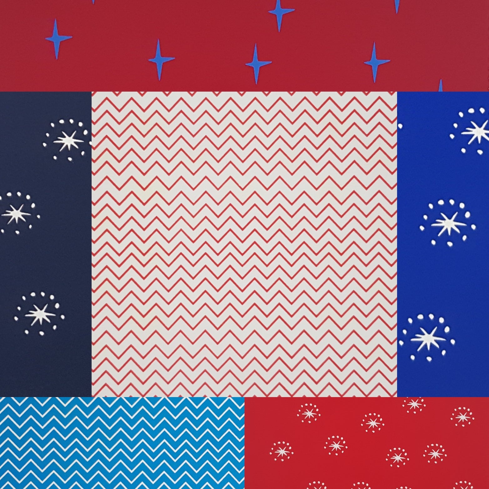 RED WHITE AND BLUE FABRIC BOX - Screen printed fabrics - Fabric Box