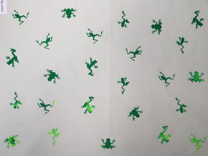 FROGS - Screen Printed Frogs Kona Cotton Fabric Panel - Frog
