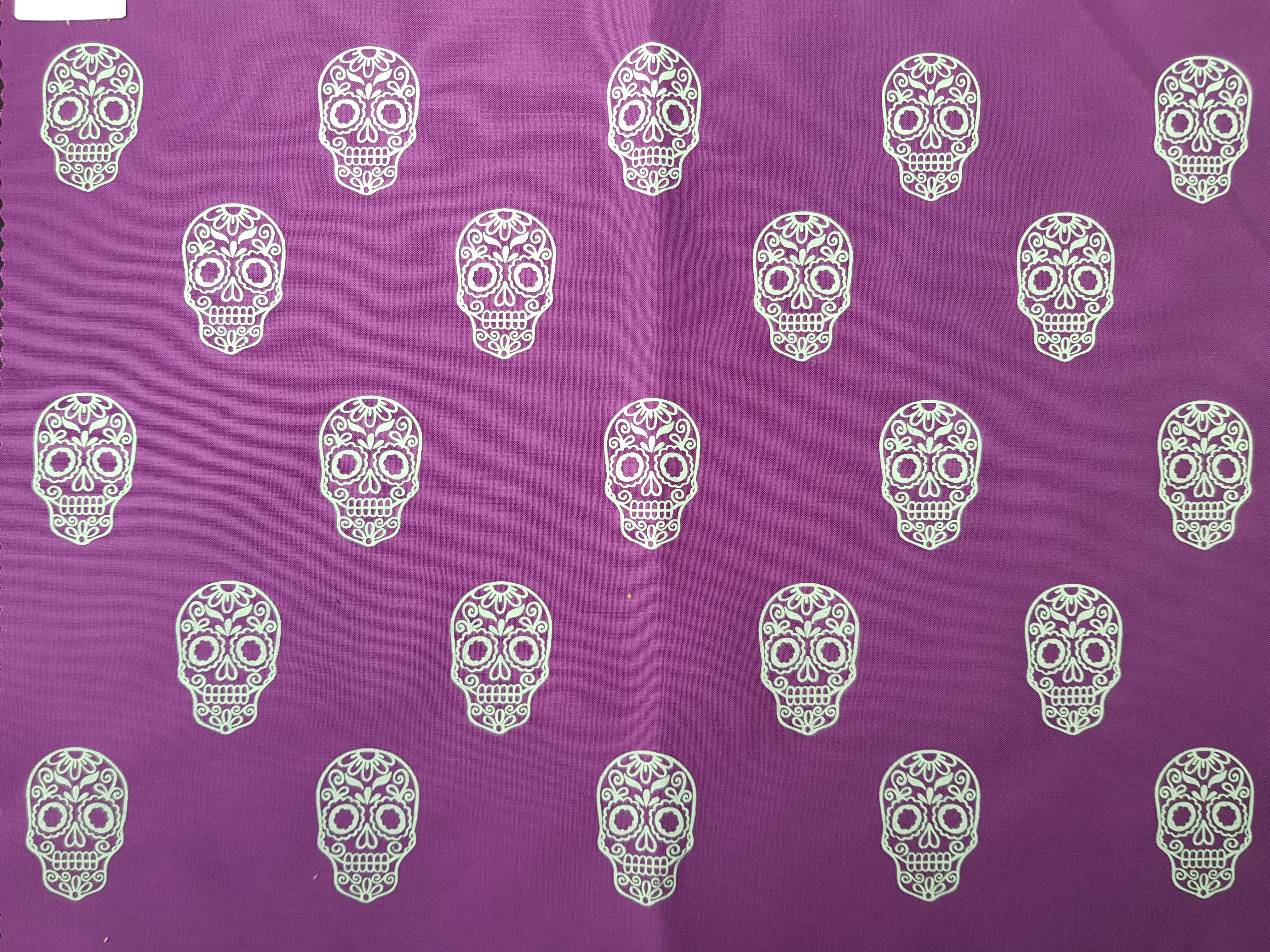 SKULLS - SUGAR SKULLS - Screen Printed Kona Cotton Skulls Fabric Panel