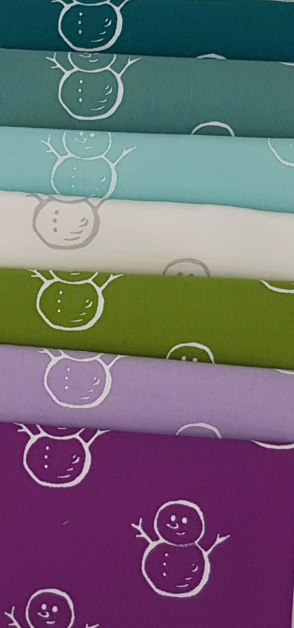 SNOWMEN - Bundle of Snowmen Screen Printed Fabrics - Kona Screen Printed Fabrics