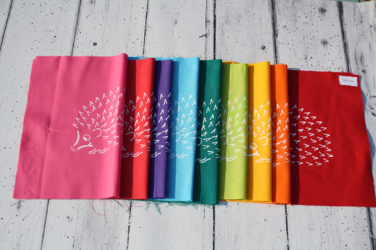 HEDGEHOG (Large/Daddy)  handcrafted, handprinted, screen printed Kona Cotton fabric panels