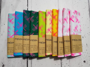 DRAGONFLIES PINK handcrafted, handprinted, screen printed Kona Cotton fabric panels